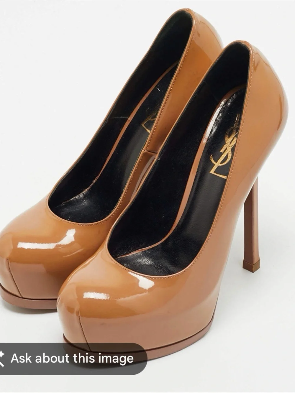 Yves Saint Laurent Patent Camel Platform Pumps